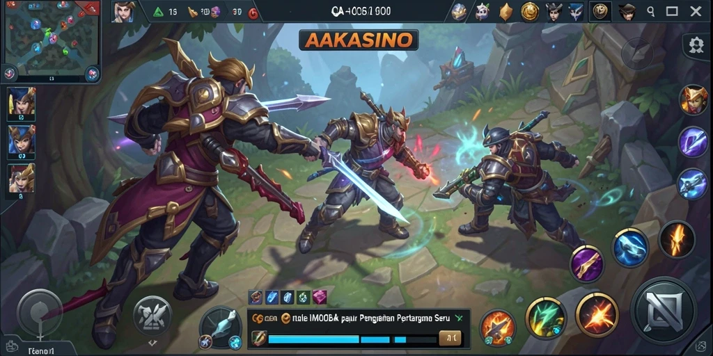 Screenshot gameplay AAKASINO yang menampilkan pertarungan seru antar tim.
