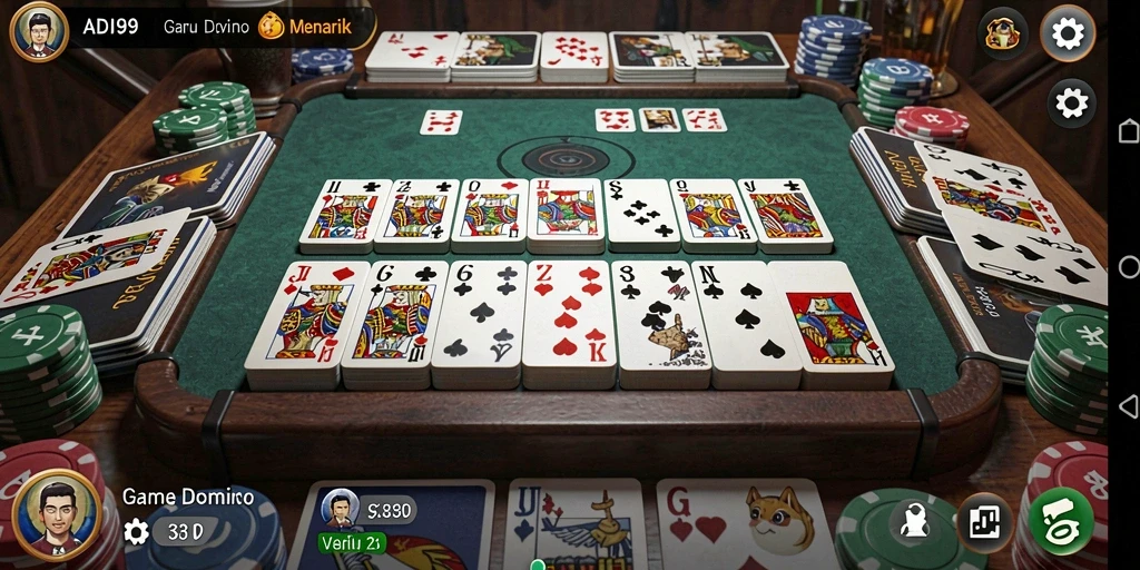 Screenshot gameplay ADI99 dengan tampilan domino yang menarik