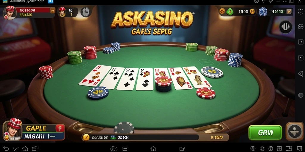 Tampilan gameplay menarik dari ASKASINO yang menampilkan permainan Gaple.