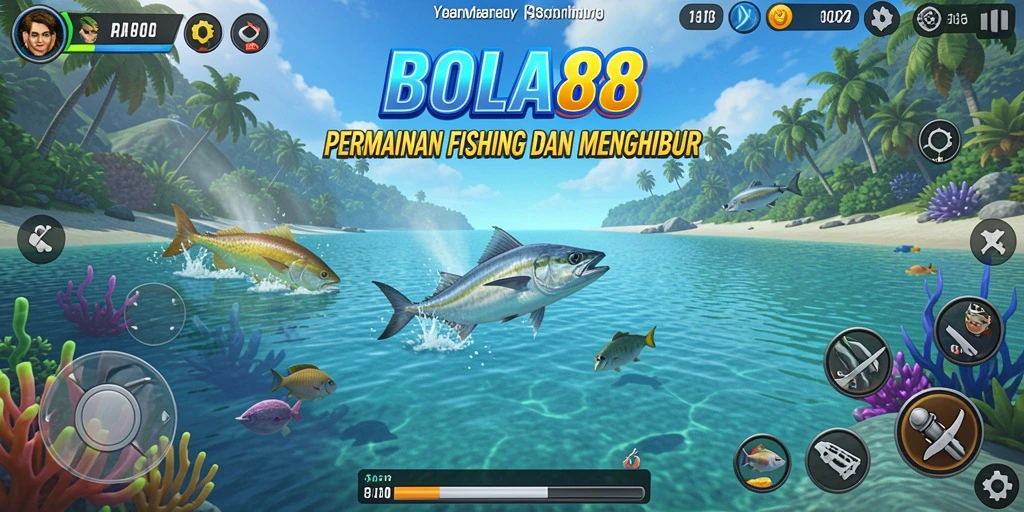 Gameplay BOLA88 yang menarik dengan momen menangkap ikan.