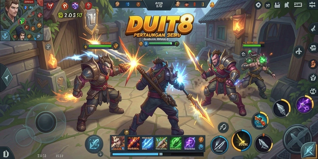 Screenshot menunjukkan aksi seru dalam pertarungan MOBA.