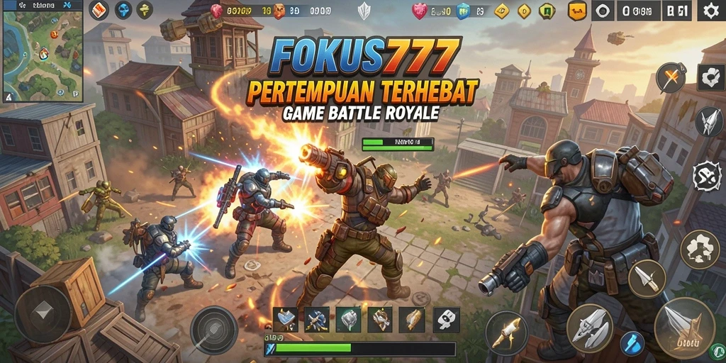 Gameplay seru FOKUS777 dalam pertarungan Battle Royale.