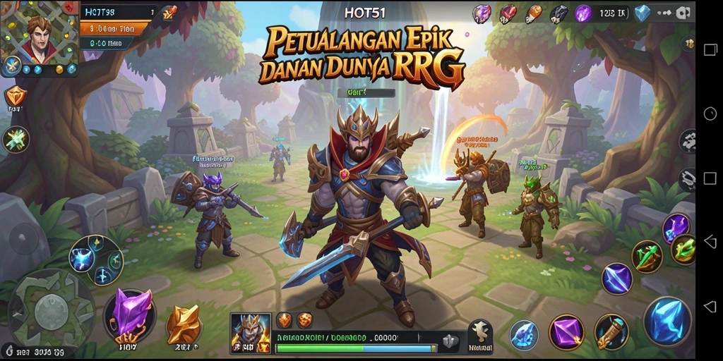 Screenshot gameplay HOT51 dengan pertarungan RPG yang intens.