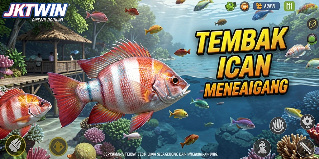 Tampilan gameplay JKTWIN dengan aksi menembak ikan.