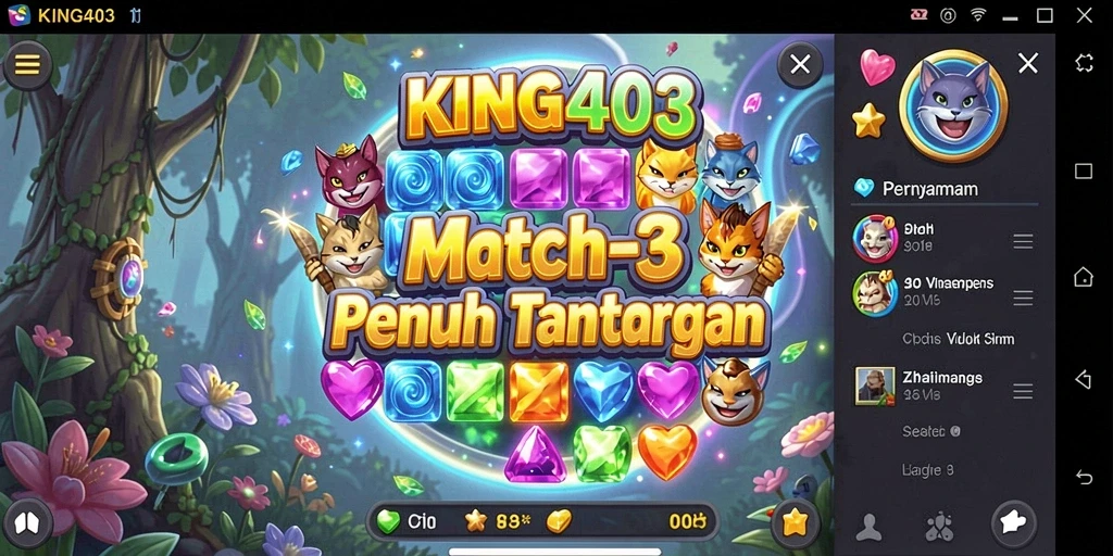 Tangkapan layar KING403 menampilkan aksi seru gameplay Match-3.