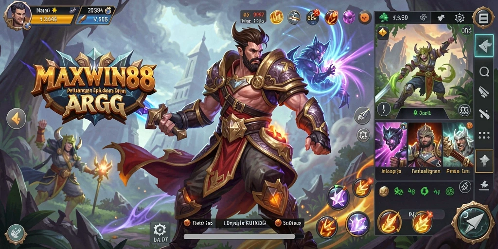 Screenshot gameplay <strong>MAXWIN88</strong> menunjukkan aksi pertarungan epik dan lingkungan yang indah.