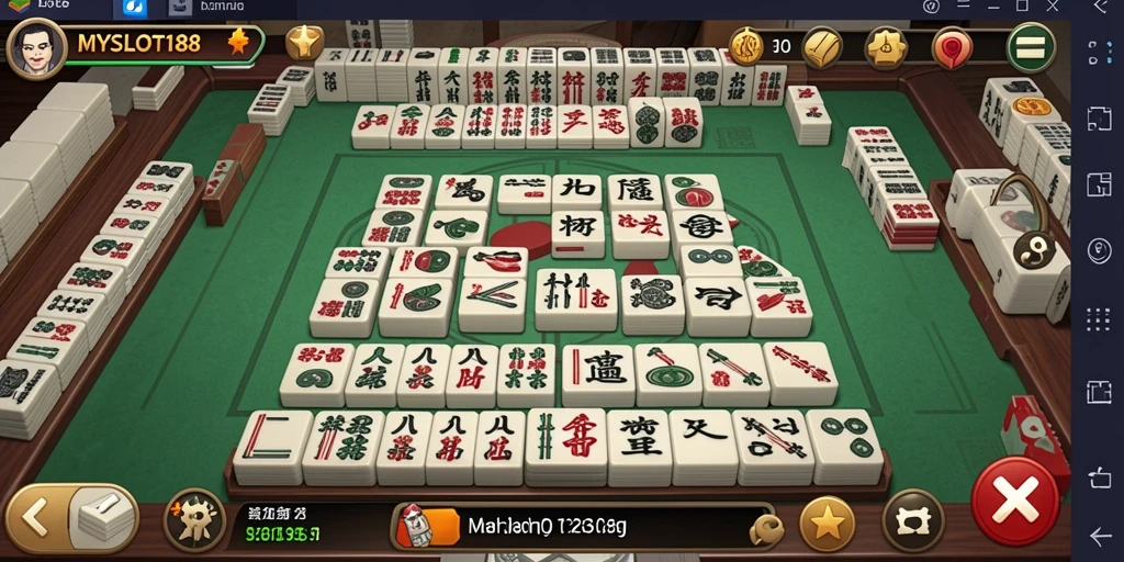 Screenshot gameplay MYSLOT188 menampilkan suasana Mahjong yang seru.