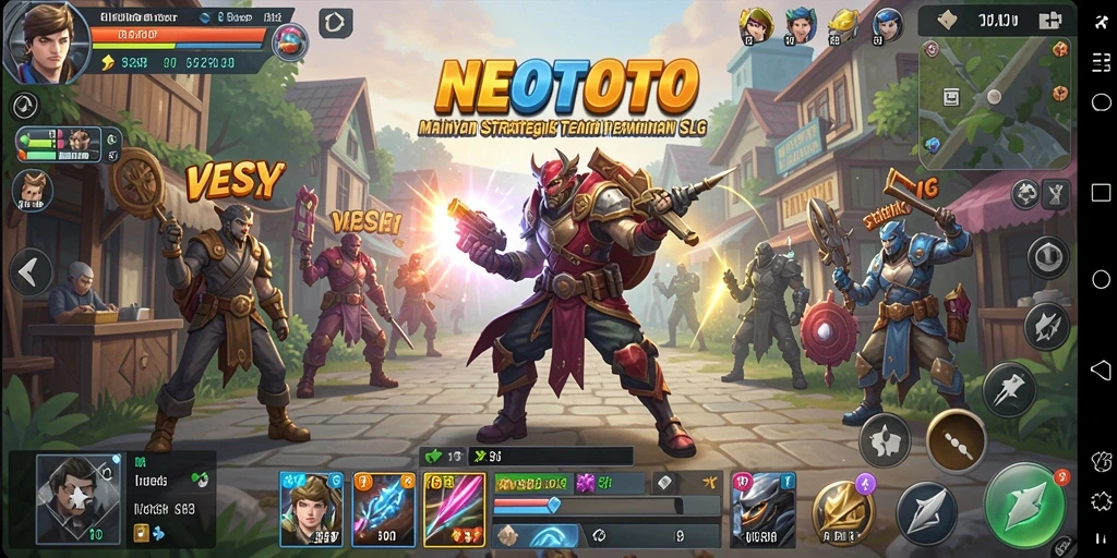 Tangkapan layar gameplay NEOTOTO menampilkan pertempuran strategi epik.