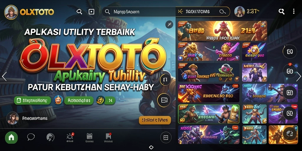 Screenshot utama OLXTOTO menampilkan antarmuka aplikasi yang menarik dan fungsional.