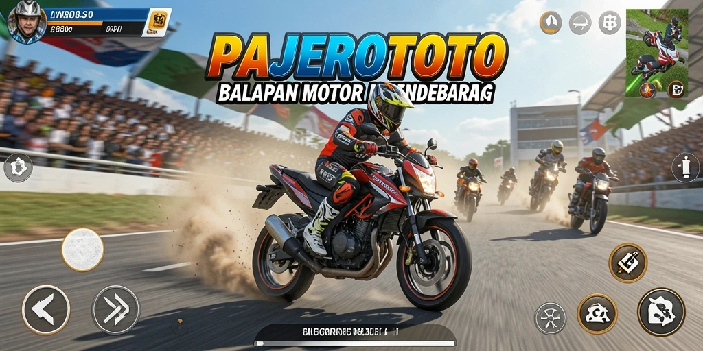 Tampilan gameplay seru dari PAJEROTOTO saat balapan motor.