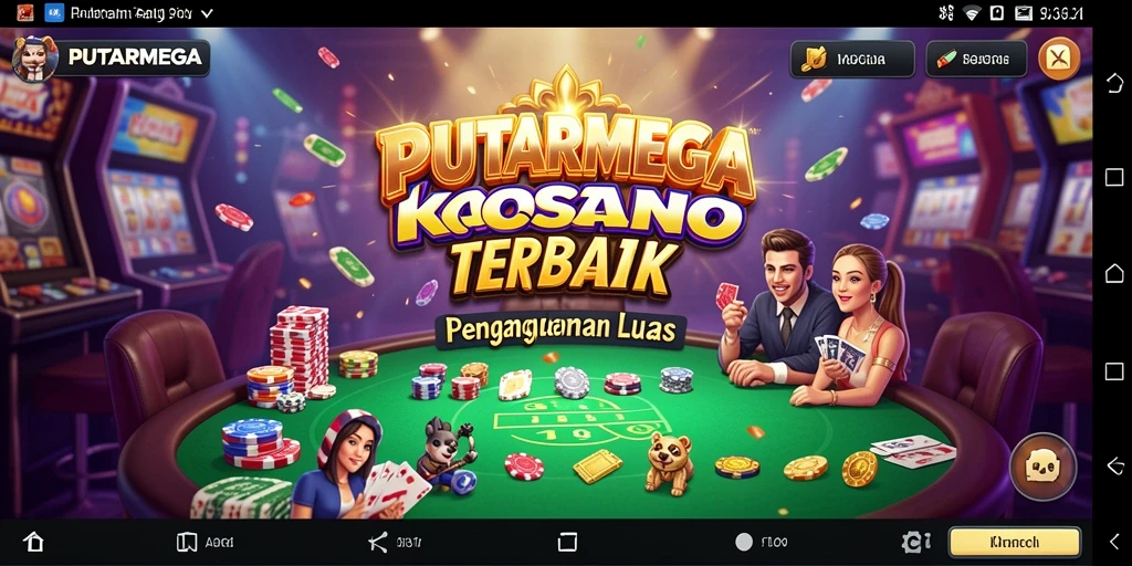 Gameplay PUTARMEGA menampilkan suasana kasino yang otentik dengan grafis menawan.