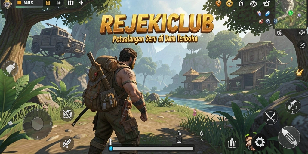 Screenshot gameplay REJEKICLUB yang menunjukkan petualangan seru di dunia terbuka.