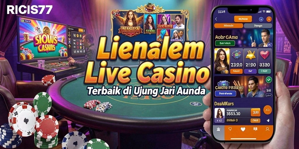 Screenshot gameplay RICIS77 yang menampilkan dealer langsung dan suasana kasino.