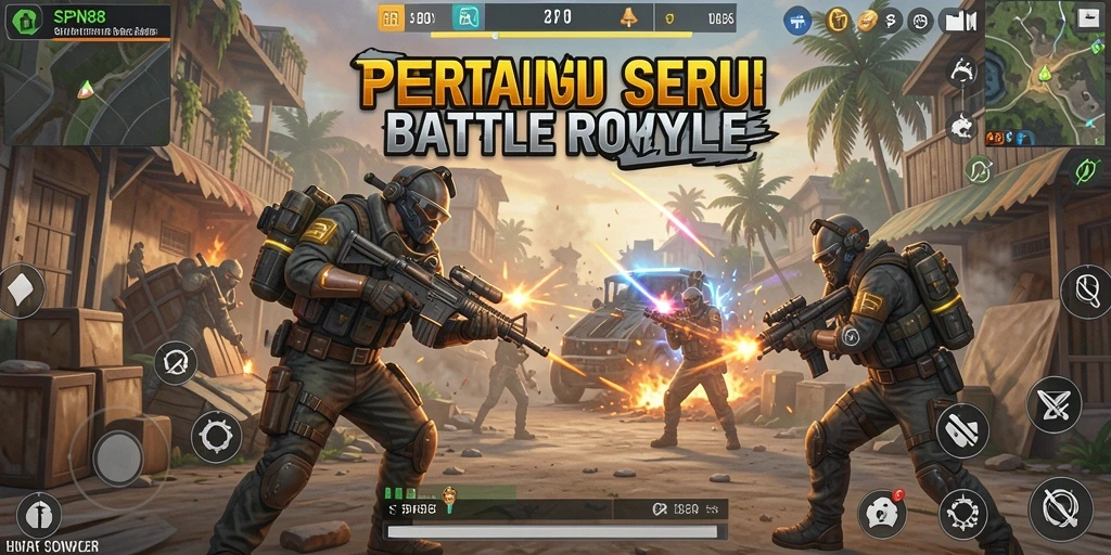 Gambaran mendebarkan gameplay SPN88 dalam pertarungan Battle Royale.