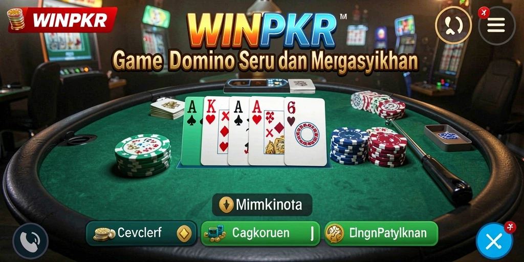 Tangkapan layar gameplay WINPKR yang menampilkan keseruan bermain Domino.
