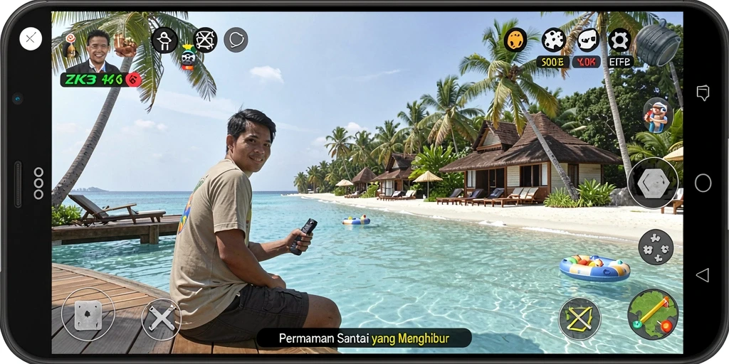 Tampilan gameplay ZK3 yang penuh warna dan menarik.